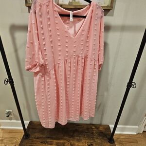 Zenana Outfitters Blush Textured V-Neck Dress